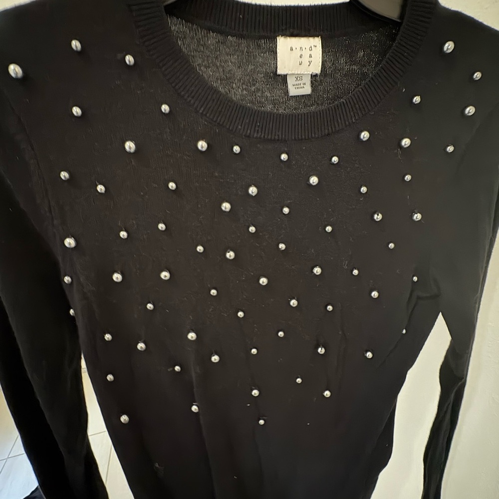 a new day Black Sweater with Silver Accents
